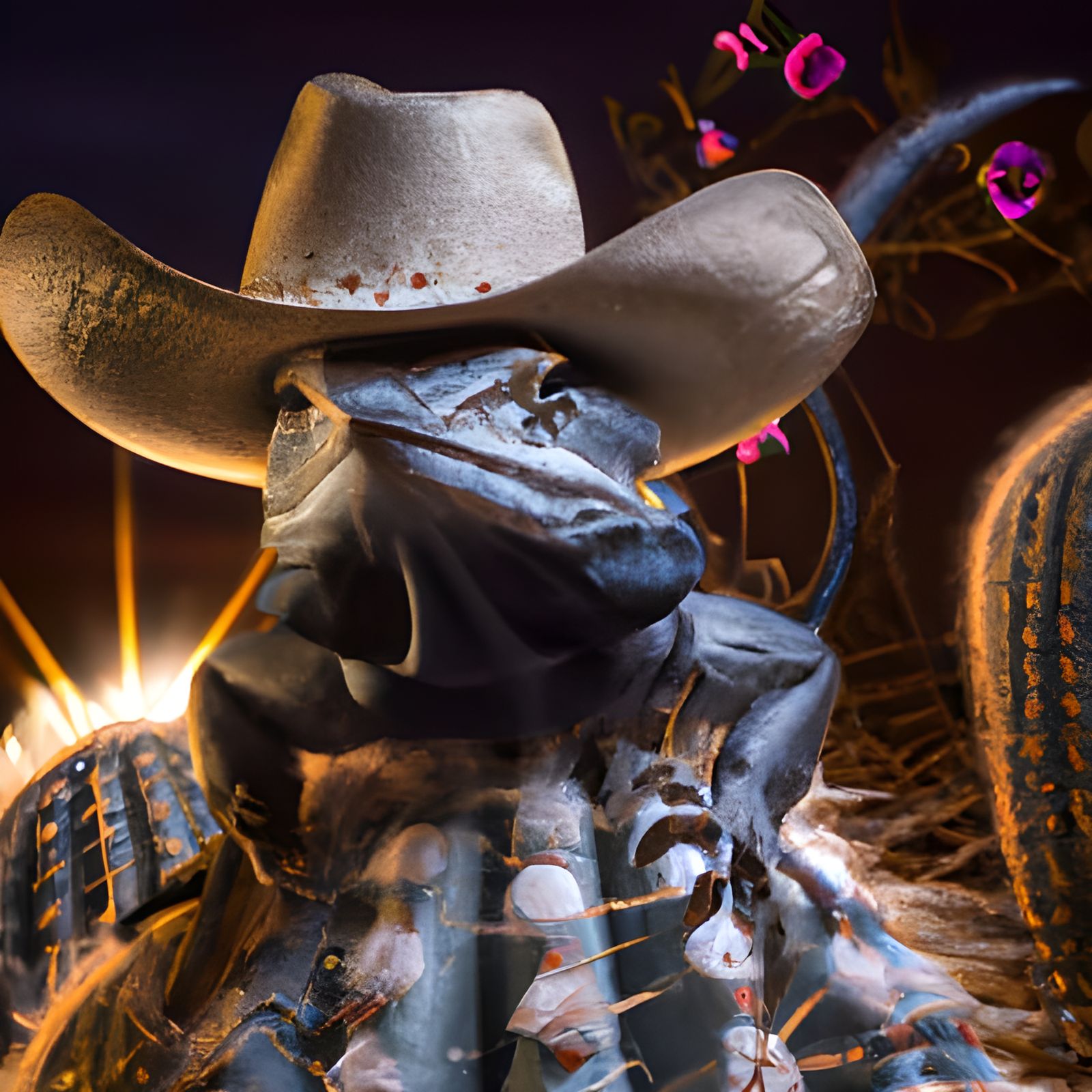 Lizard Cowboy in Desert with Dramatic Lighting