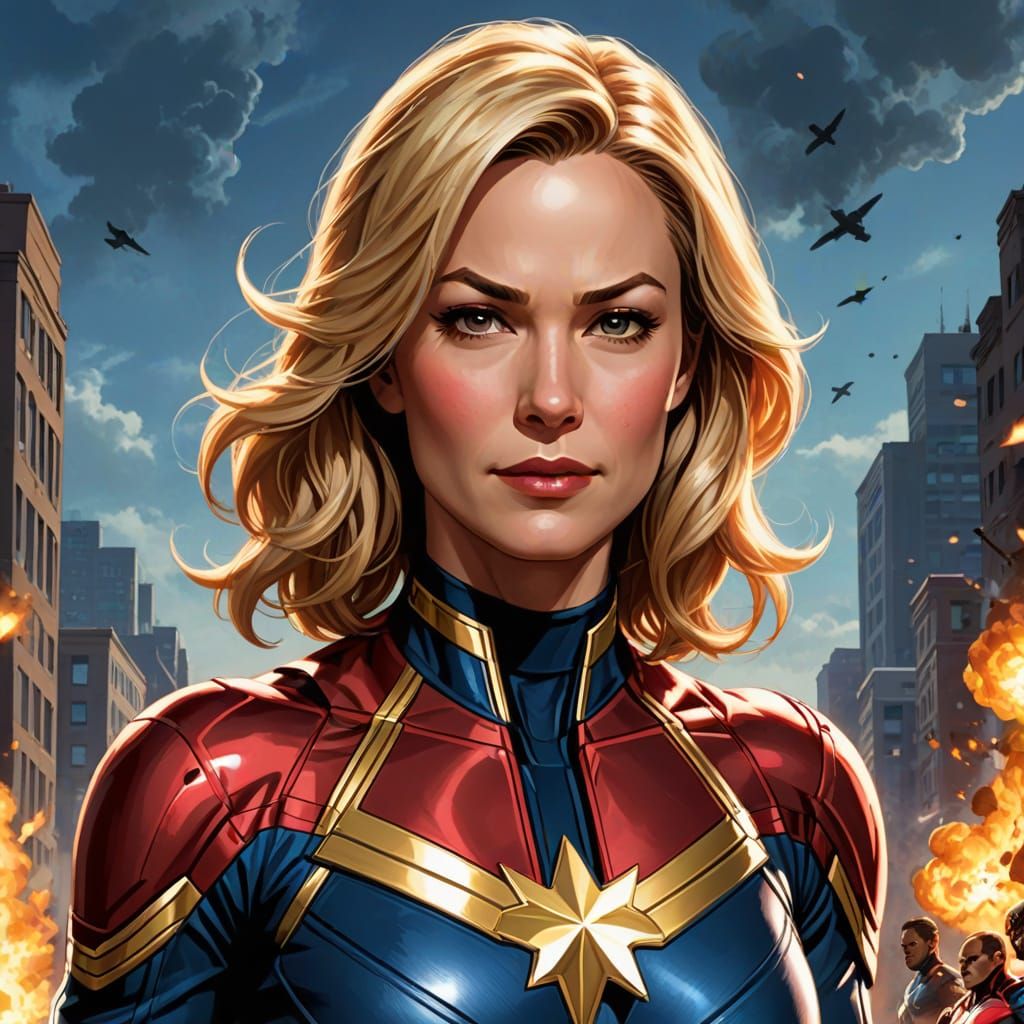 Avengers Superhero in Mid-Air