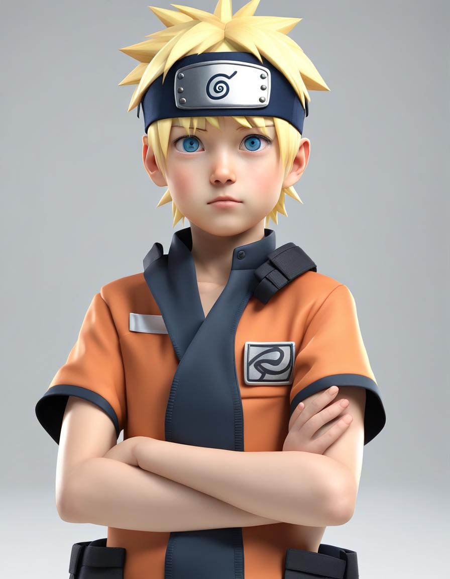 Naruto Character in Ultra Realistic 3D on White Background