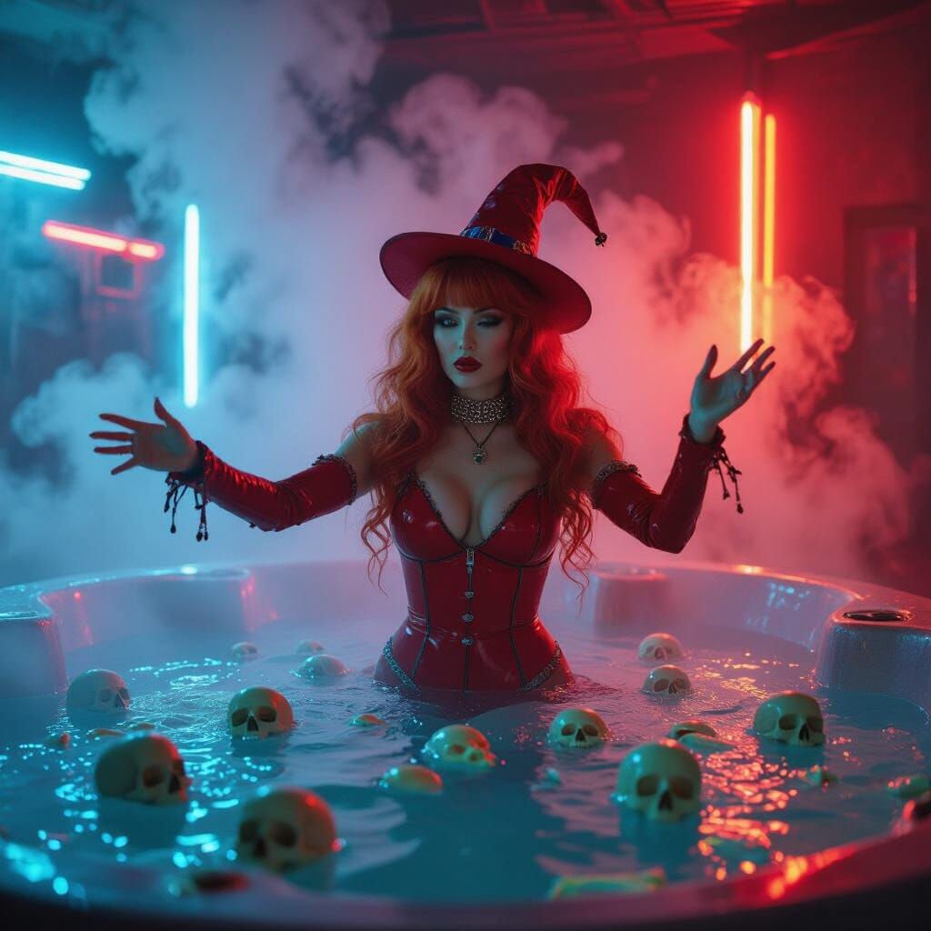 Retrofuturistic Witch Brews a Jacuzzi Spell