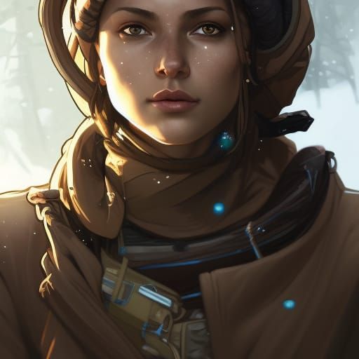 Ethereal Huntress in a Frostbitten Post-Apocalyptic Landscap...