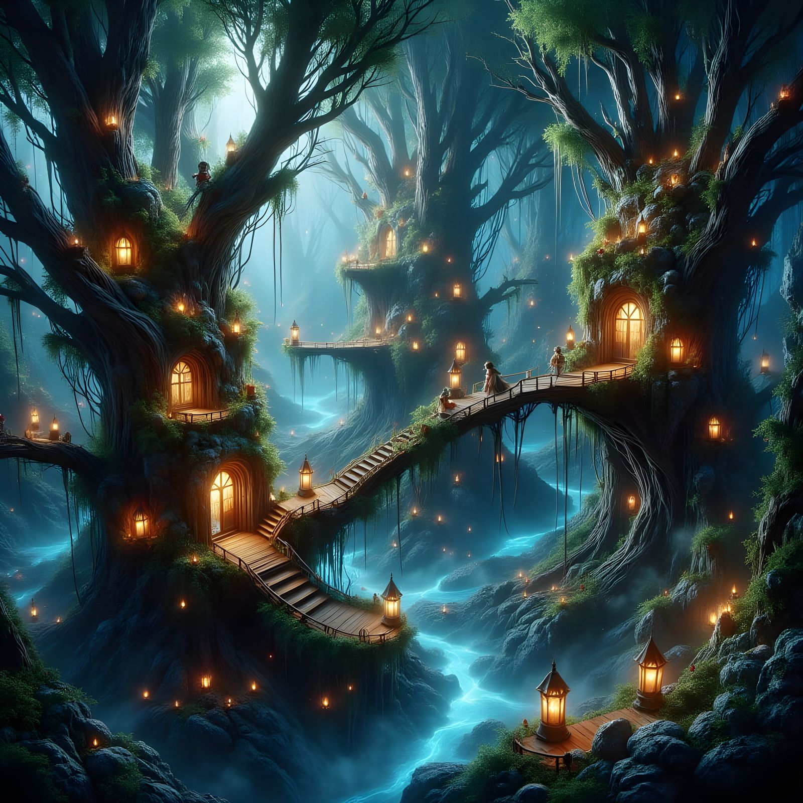 Fairytale Treehouse Village in Lush Rainforest