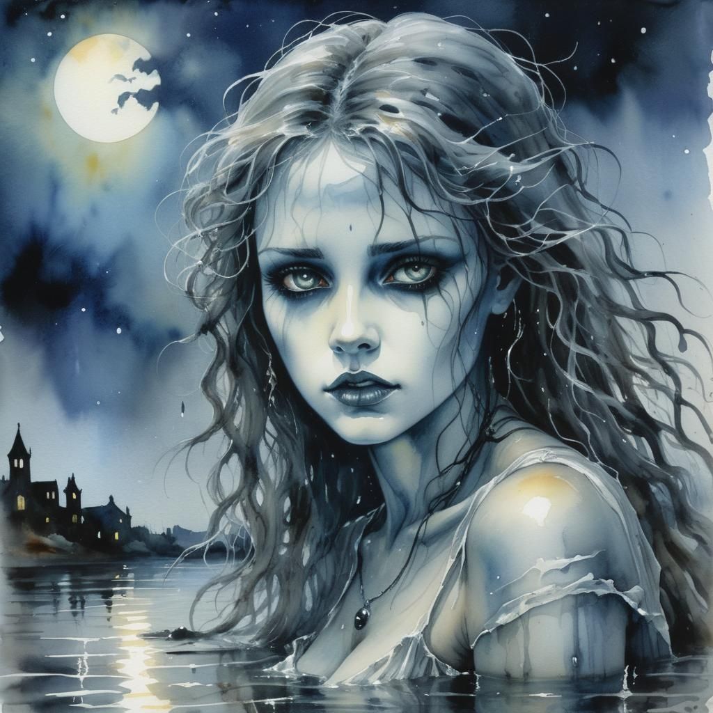 Ethereal Fauvist Ghost Drenched in Nightly Flood