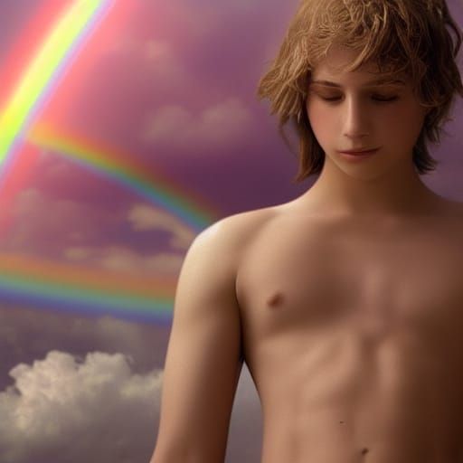 Rainbow Angel: Detailed Digital Matte Painting