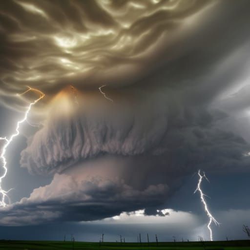 Epic Thunderstorm with Anvil Cloud and Lightning