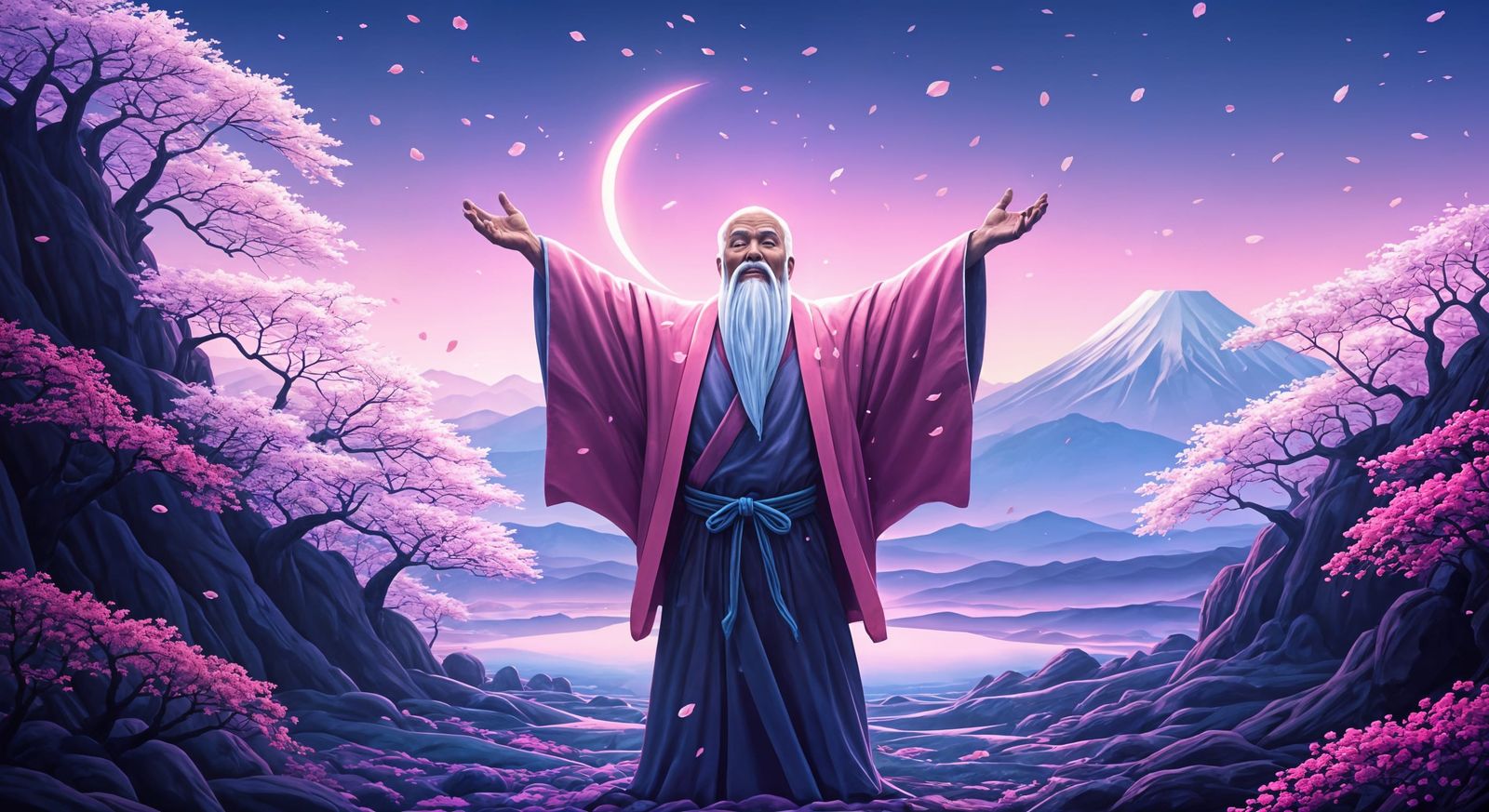 Sakura Yuki: Wise Sorcerer Amidst Cherry Blossom Blush