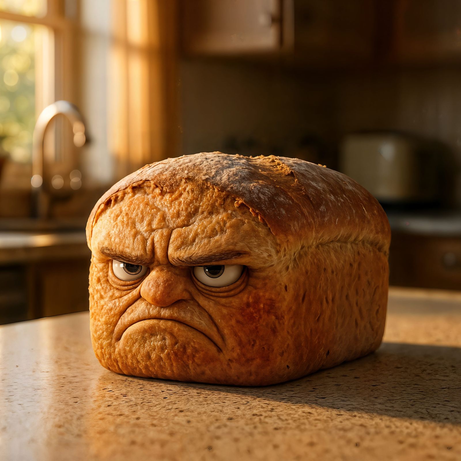 Grumpy Bread Loaf on a Sunny Morning