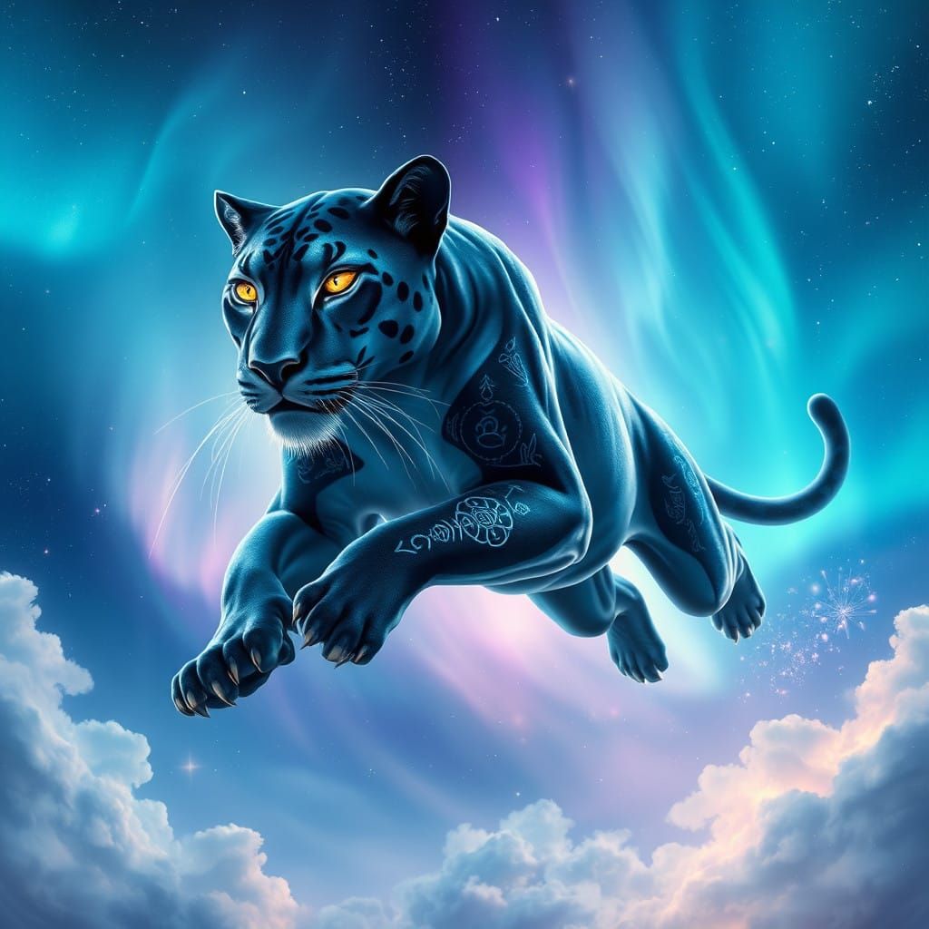 Celestial Spirit Panther in Hyper-Realistic Style