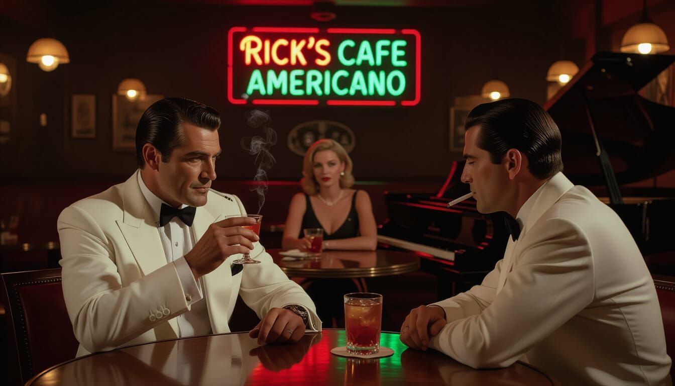 Film Noir Scene at Rick's Cafe Americano
