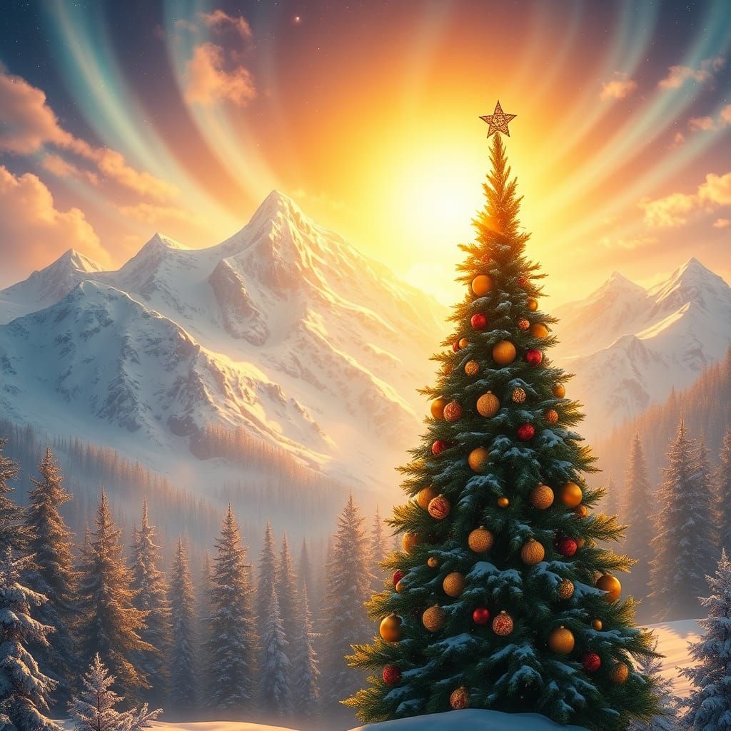 Winter Wonderland Christmas Scene in Vibrant Digital Art
