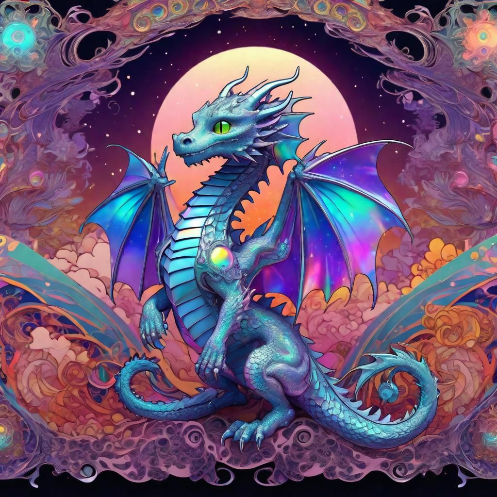 Intricate Art Nouveau Dragons in an Epic Interstellar Settin...