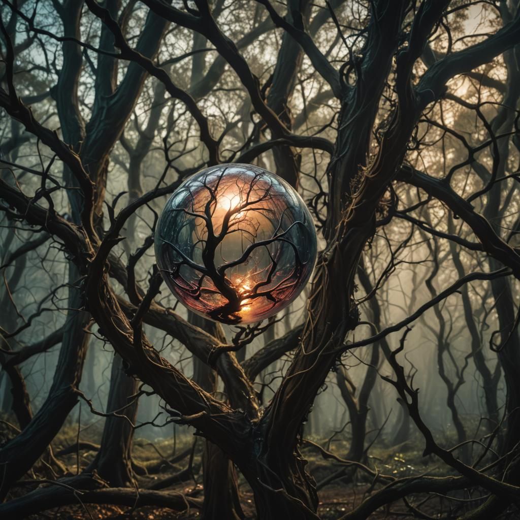 Surreal Forest Scene in Vibrant, Dreamlike Colors