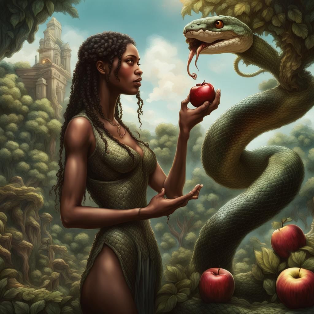 Talking Snake Tempts Eve in the Garden of Eden