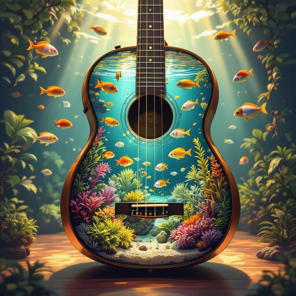 Bioluminescent Aquarium Inside a Ukulele