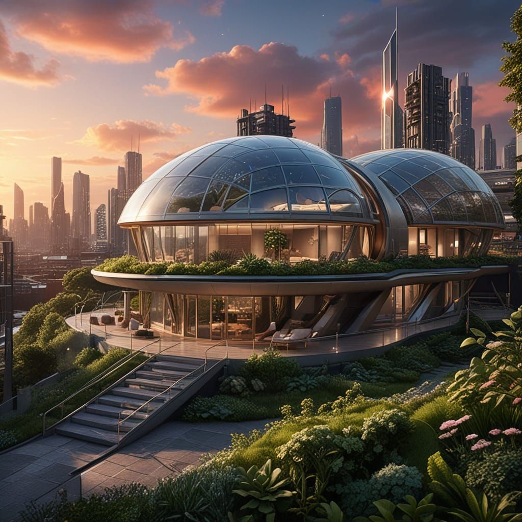 Futuristic Snail Shell House in Science Fiction Style