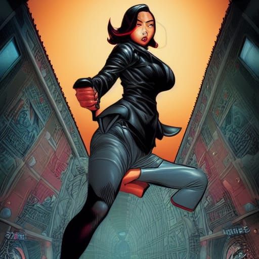 Heroic Asian Action Figure in Stunning Comic Book Art Style