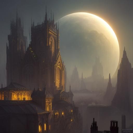 Epic Fantasy Solar Eclipse Dawn in Celestial Splendor