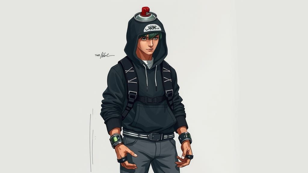 Mysterious Youth in Cyberpunk Attire