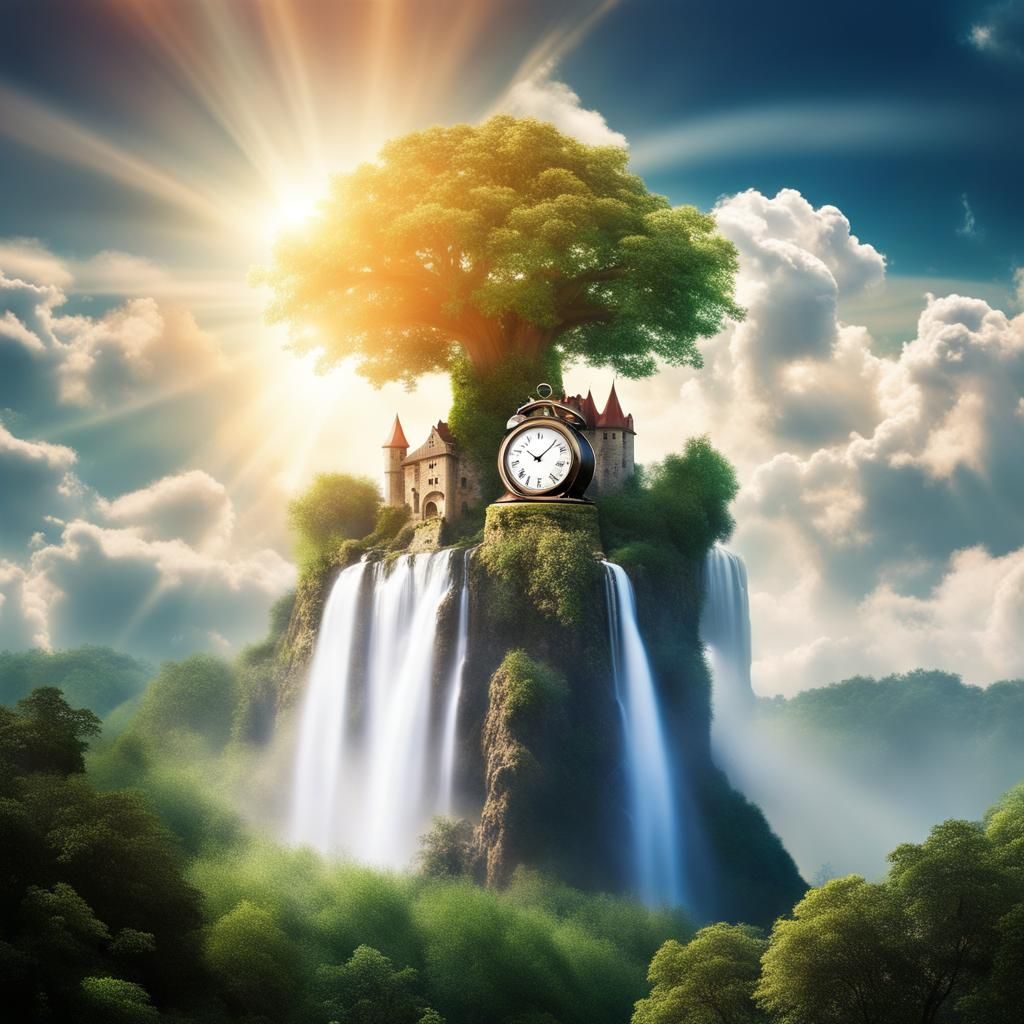 Ethereal Castle Scene with Celestial Elements