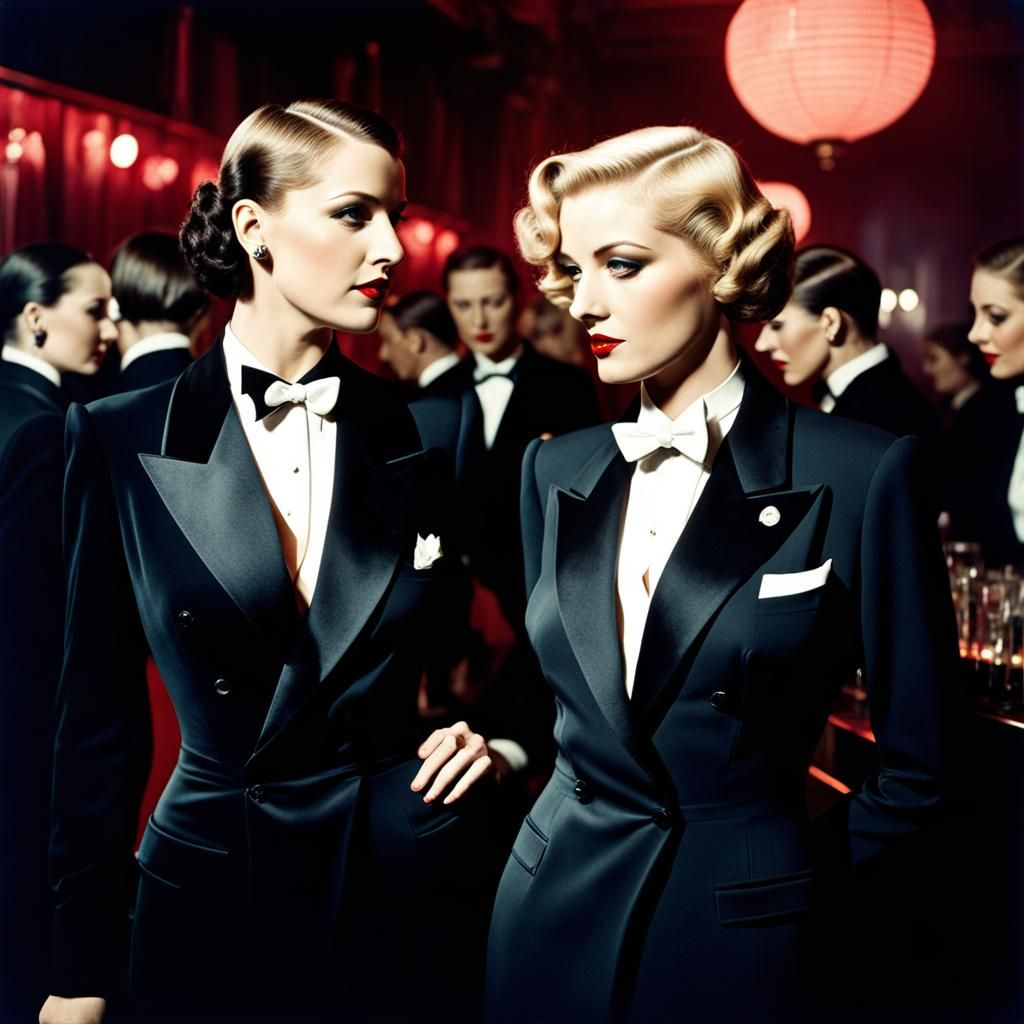 Mysterious Berlin Nightclub Scene in 1930s Film Noir Style