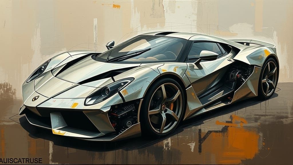 Cubist Supercar in Fragmented Glory