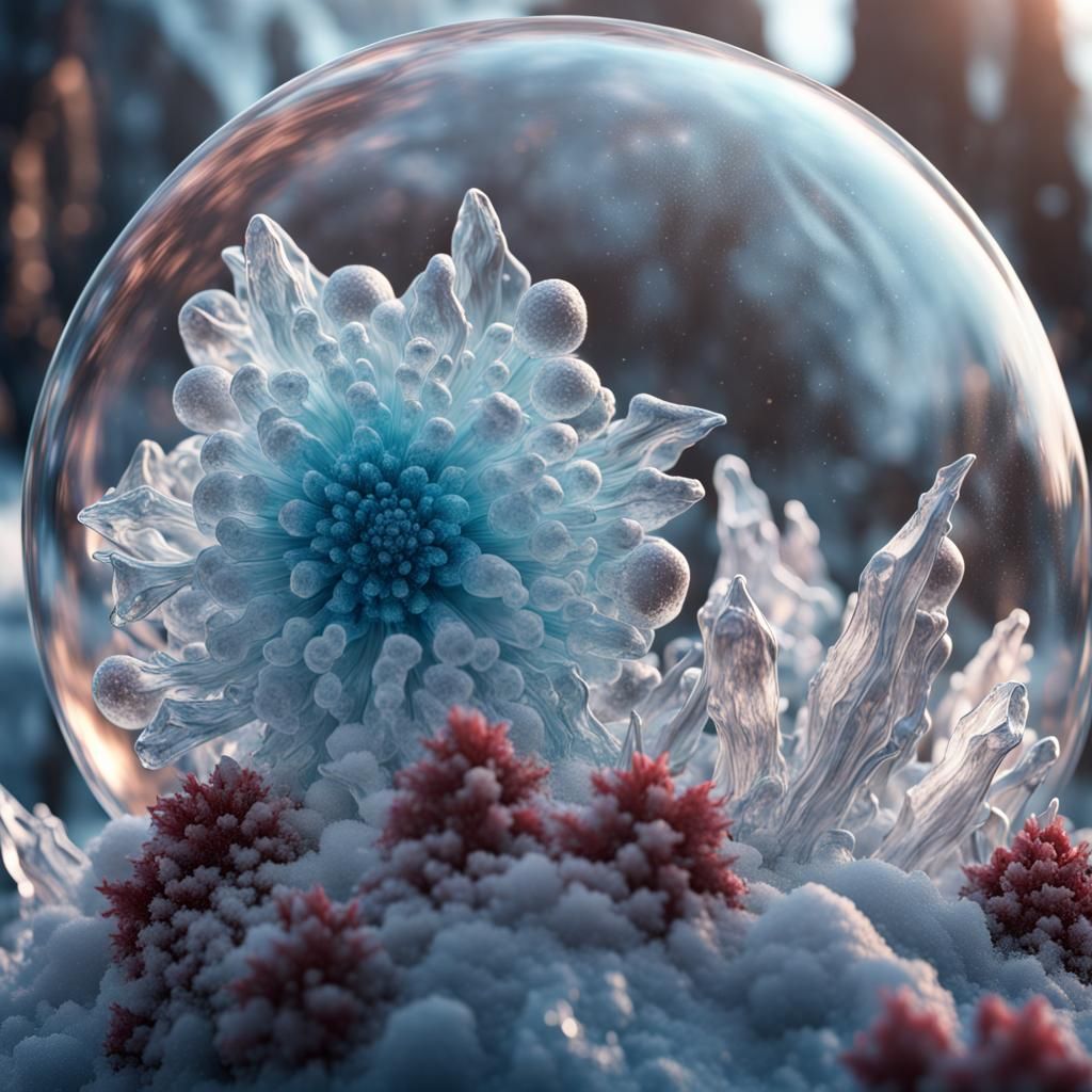 Ethereal Ice Blossoms in Vibrant Deep Color