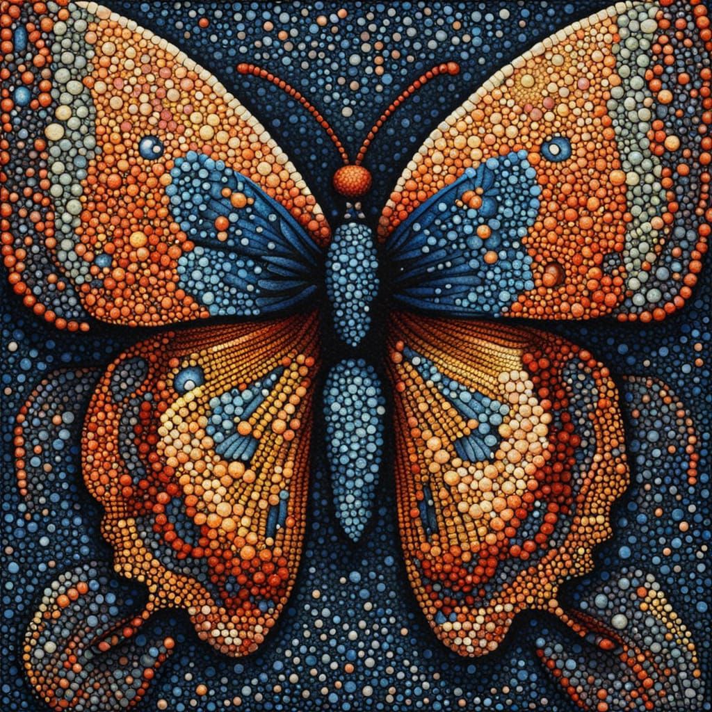 Pointillism Portrait of a Butterfly in Stunning Detail