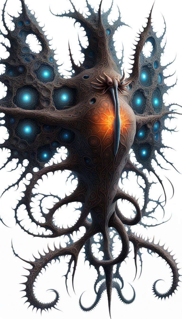 Radially symmetrical creature with starfish head. Photoreali...