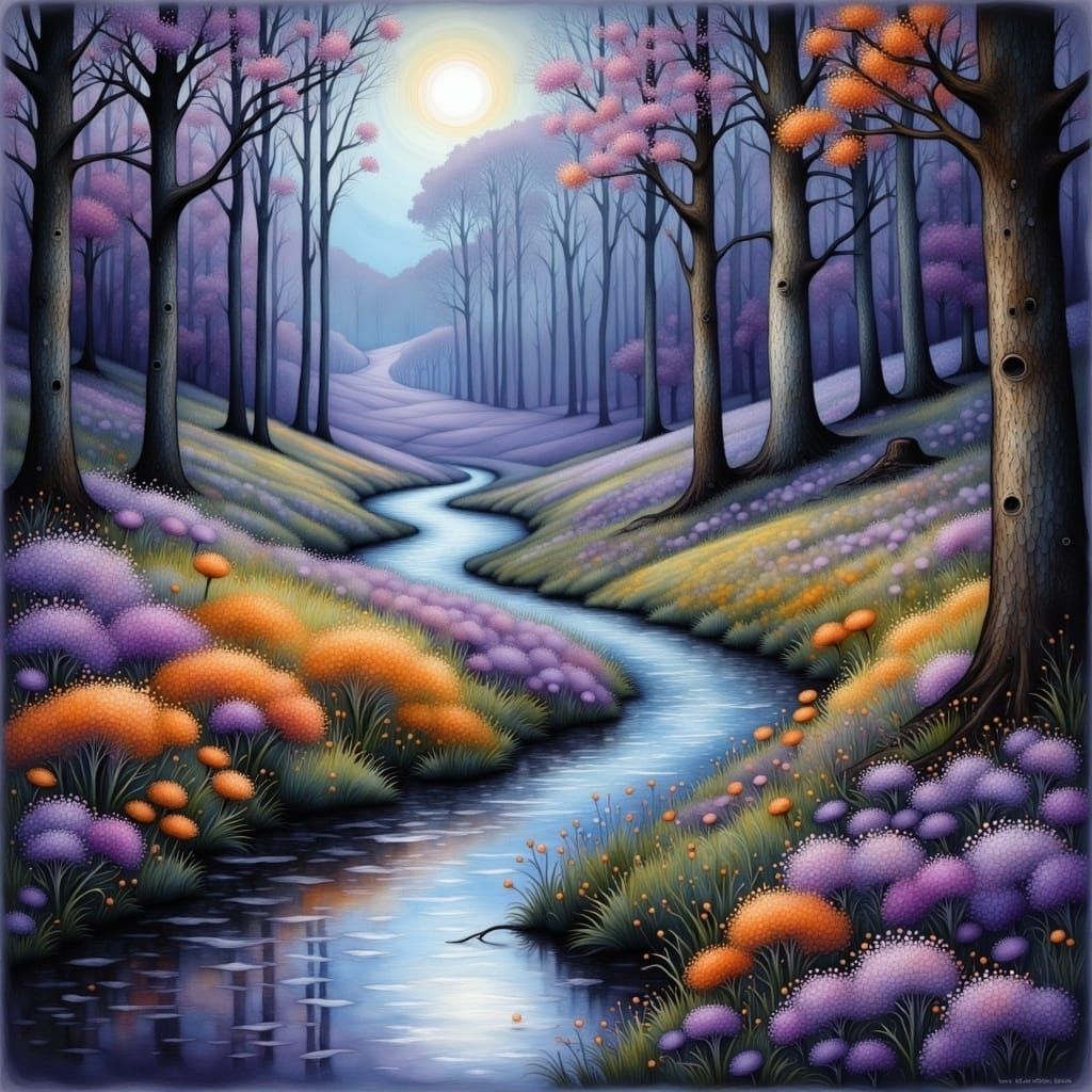 Luminous Evening Forest Creek