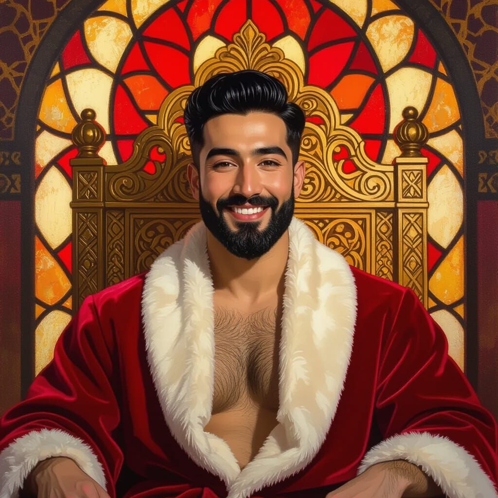 Joyful Prince Portrait in Klimt Style