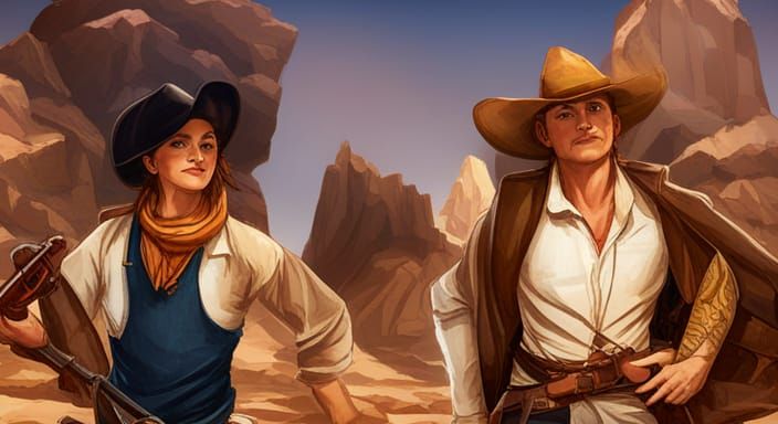 Daring Western Adventurers Ride into the Desert Sunset