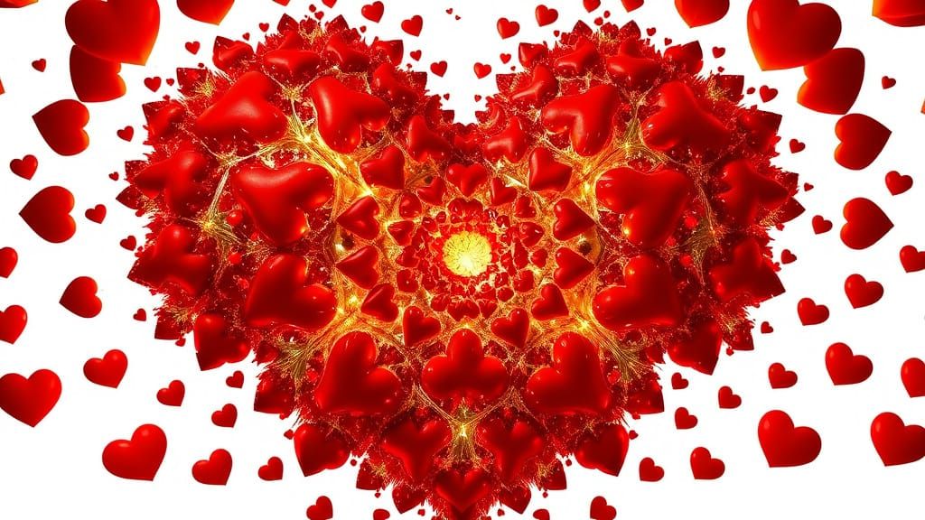 Fractal Love With Crimson Gold Sparks