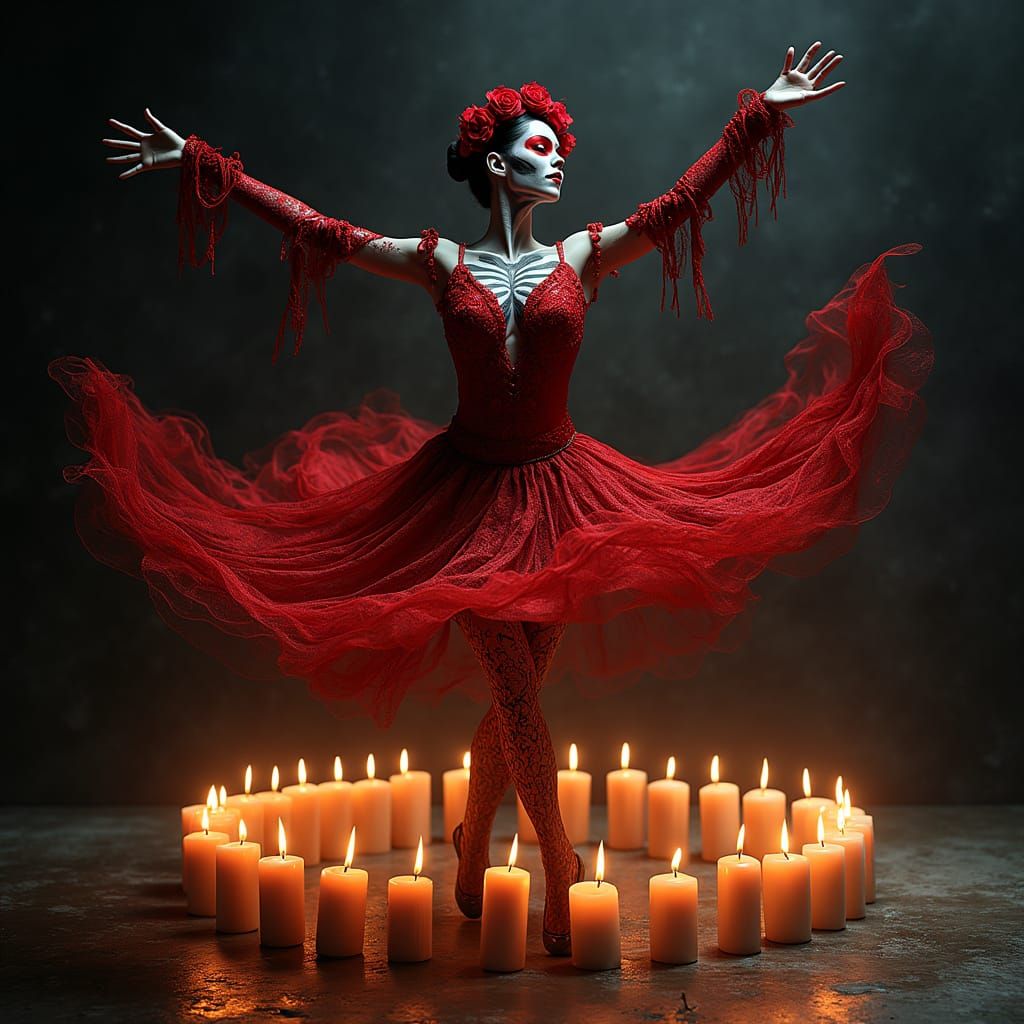 Dia de los Muertos Ballet Dancer in Red