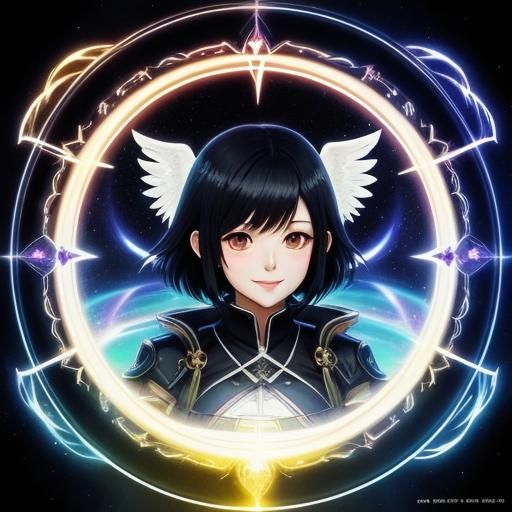 Chibi Angel Girl Radiates Light in Dreamcore Style