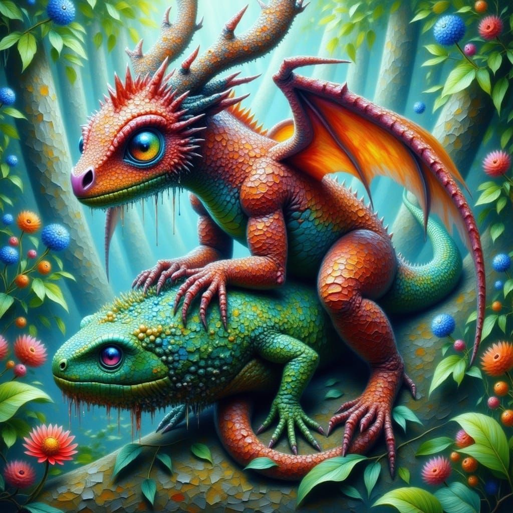 Vibrant Dragon Embraced by a Young Girl in Stunning Hyper-Ma...