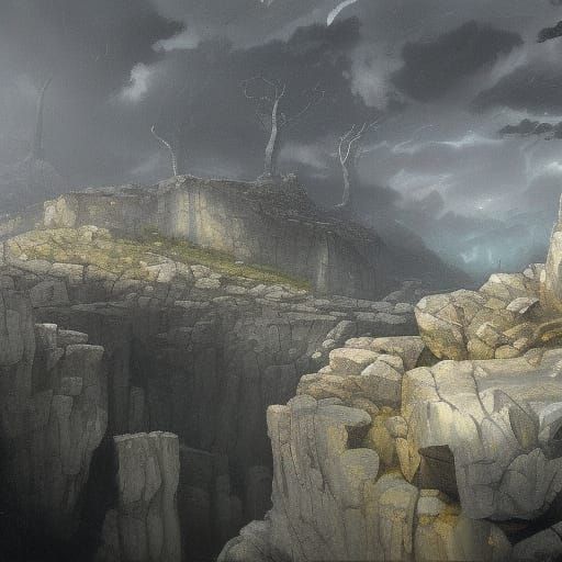 Dark Fantasy Brimstone Quarry Masterpiece in Hyperdetailed S...