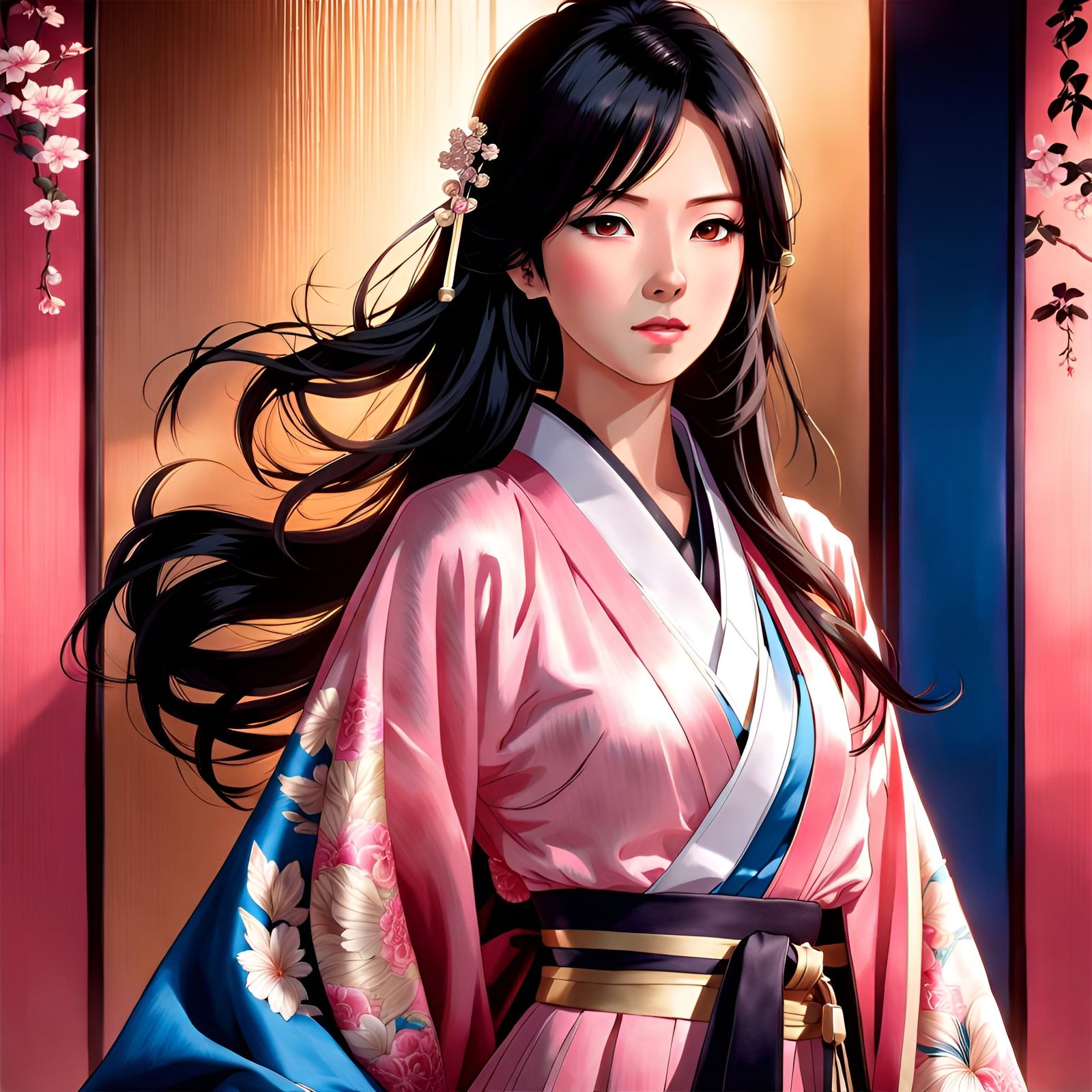 Beautiful Japanese Woman in Traditional Kimono