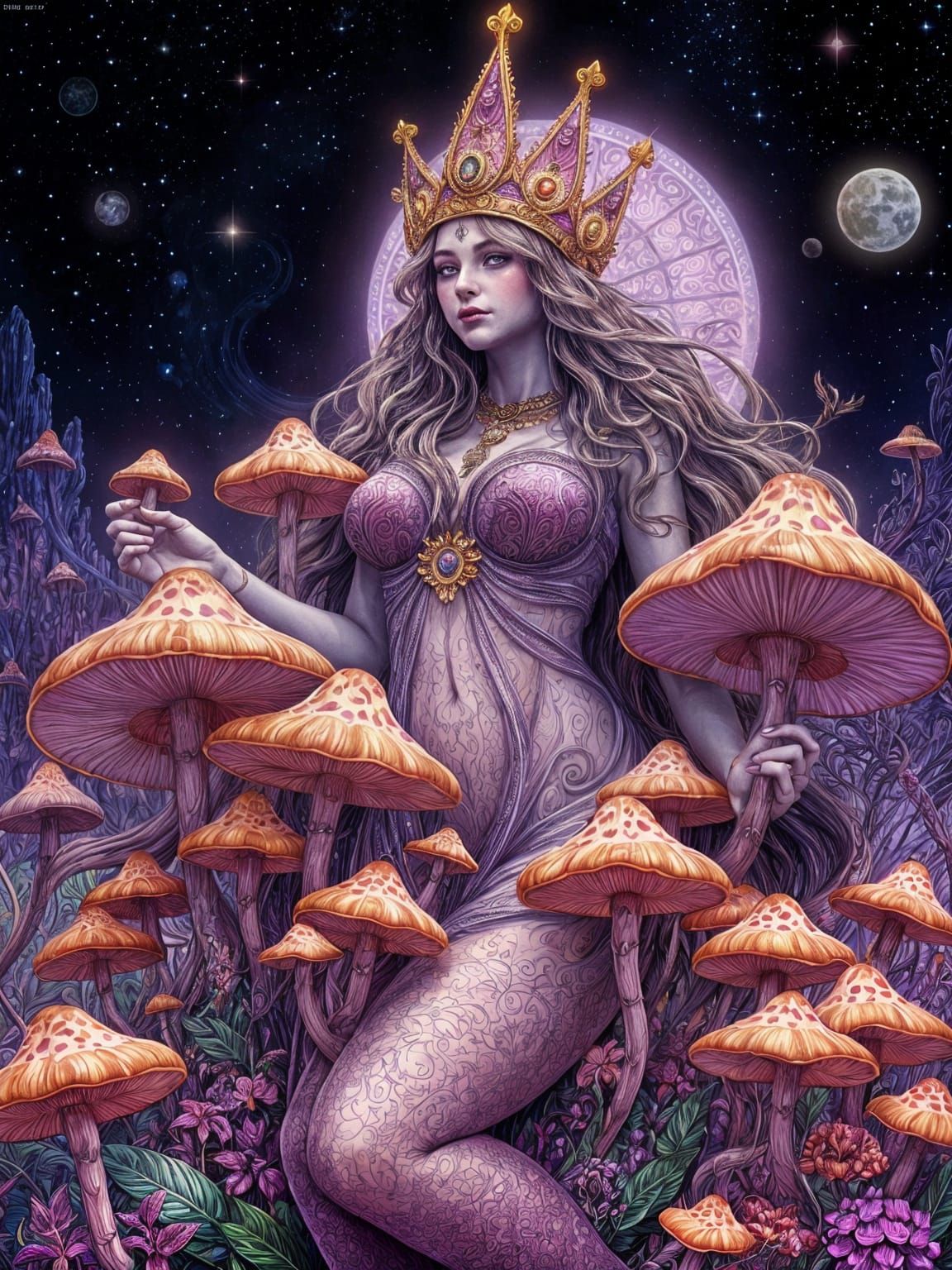 Goddess of the Vibrant Mycelium Realm