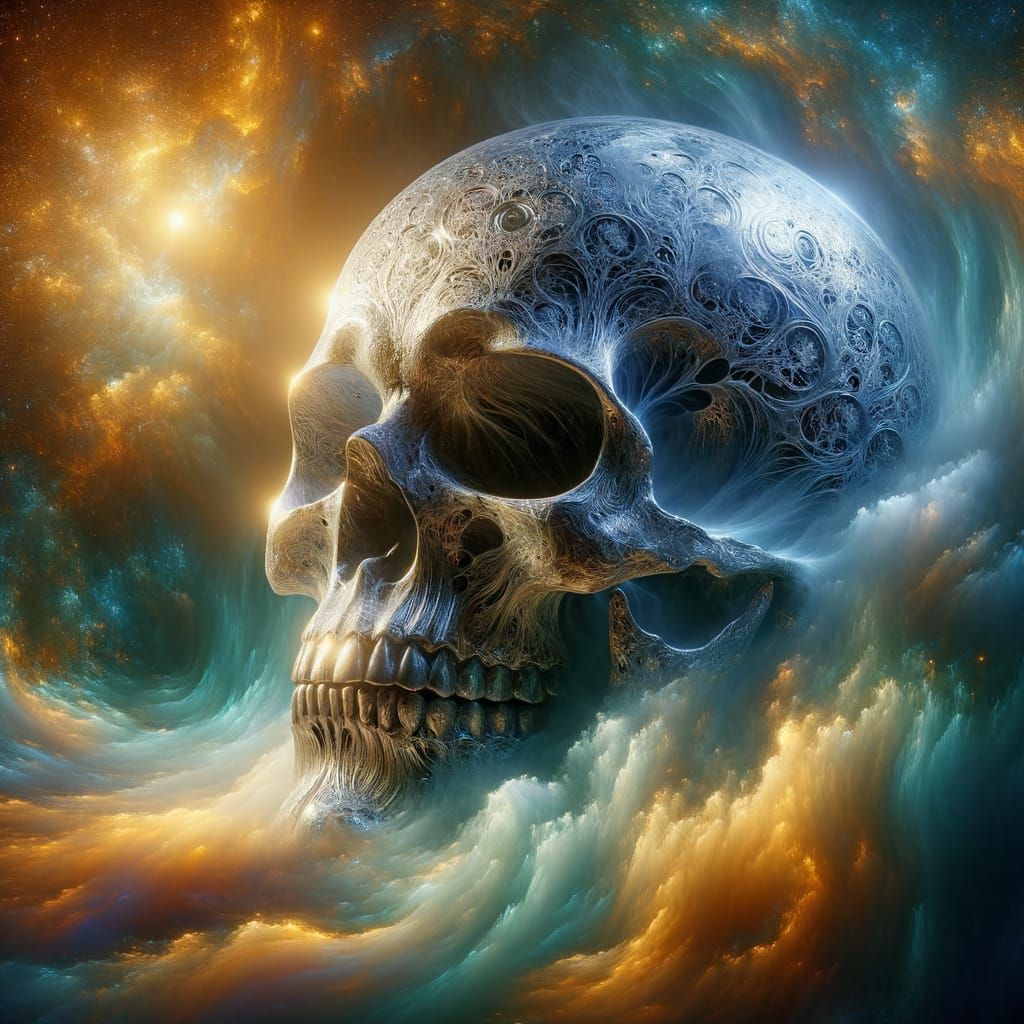 Sacred Ebony Skull in Ethereal Glow