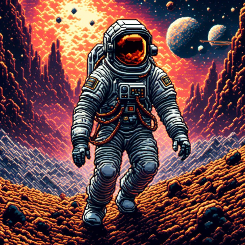 Asteroid Field Navigator in Pixel Art Style