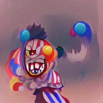 Haunting Clown Portrait in Nightmare Art