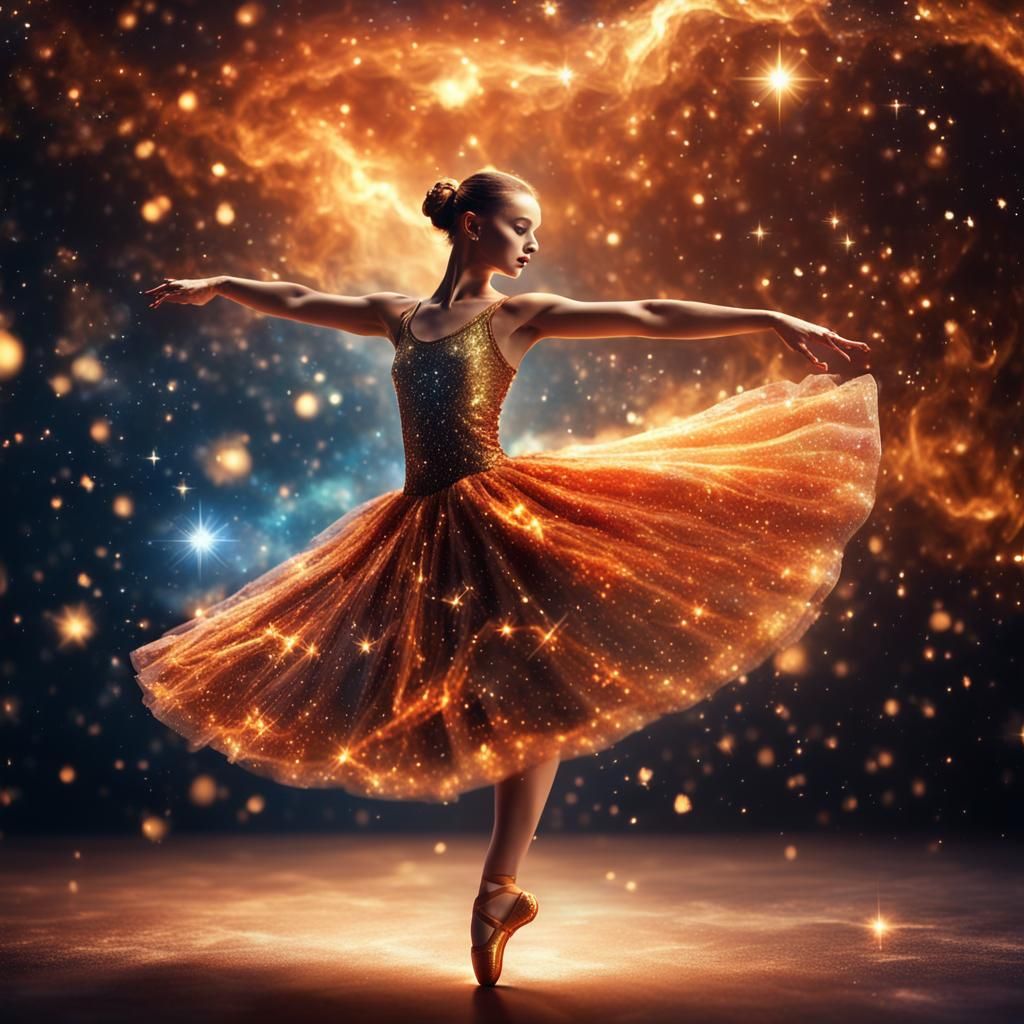 Surreal Ballerina in Cosmic Fire Dance