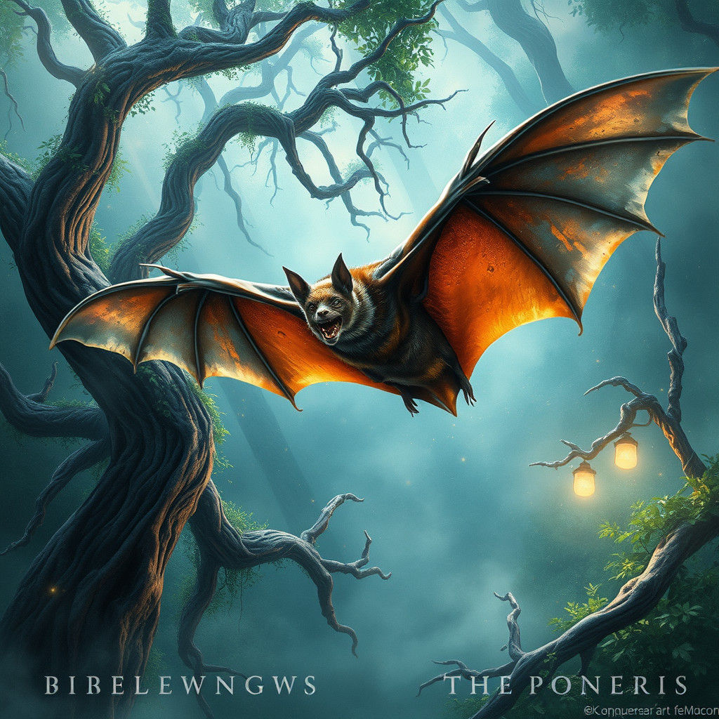 Majestic Fantasy Bat Soars Through Mystical Realm