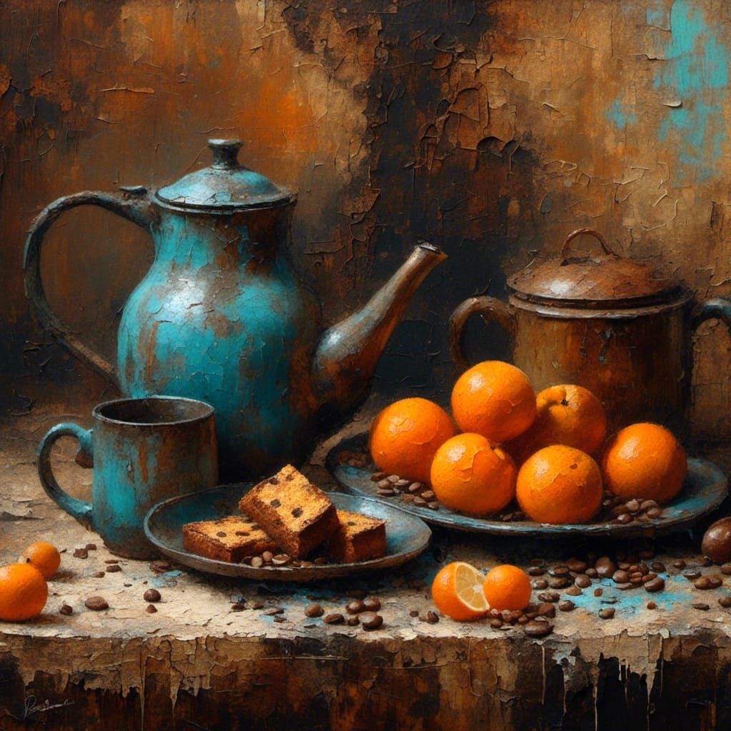 Old Coffee Pot in Warm Earth Tones