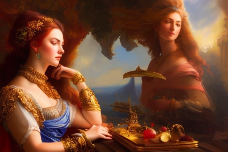 Elegant 18th Century Woman Portrait in Academic Art Style