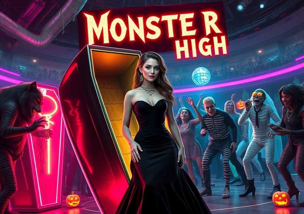 Gothic Teen Vampire Party in Futuristic High-Tech Gym