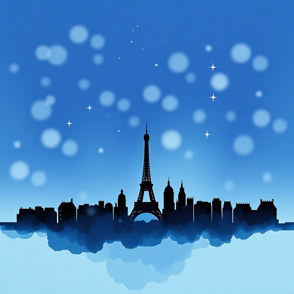 Ethereal Paris Watercolor at Night