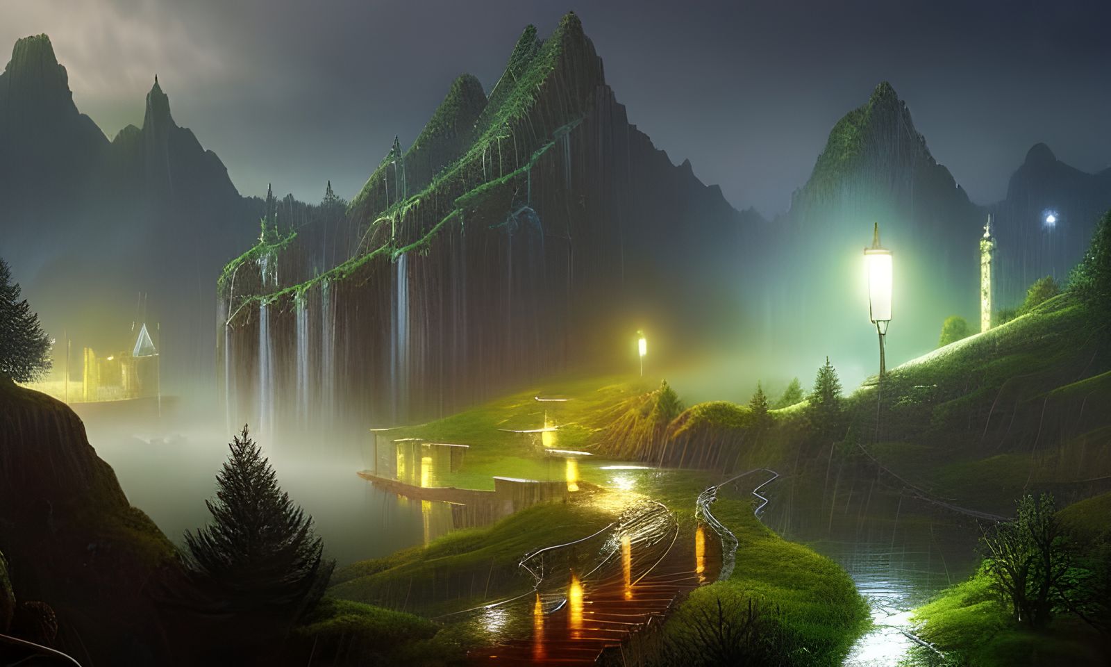 Surreal Rainy Night in the Forgotten Realms