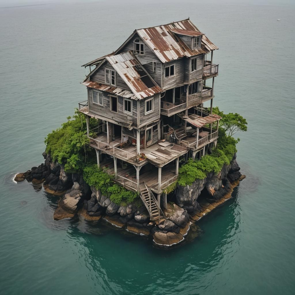 Towering Island Abode in Cyptic Realism