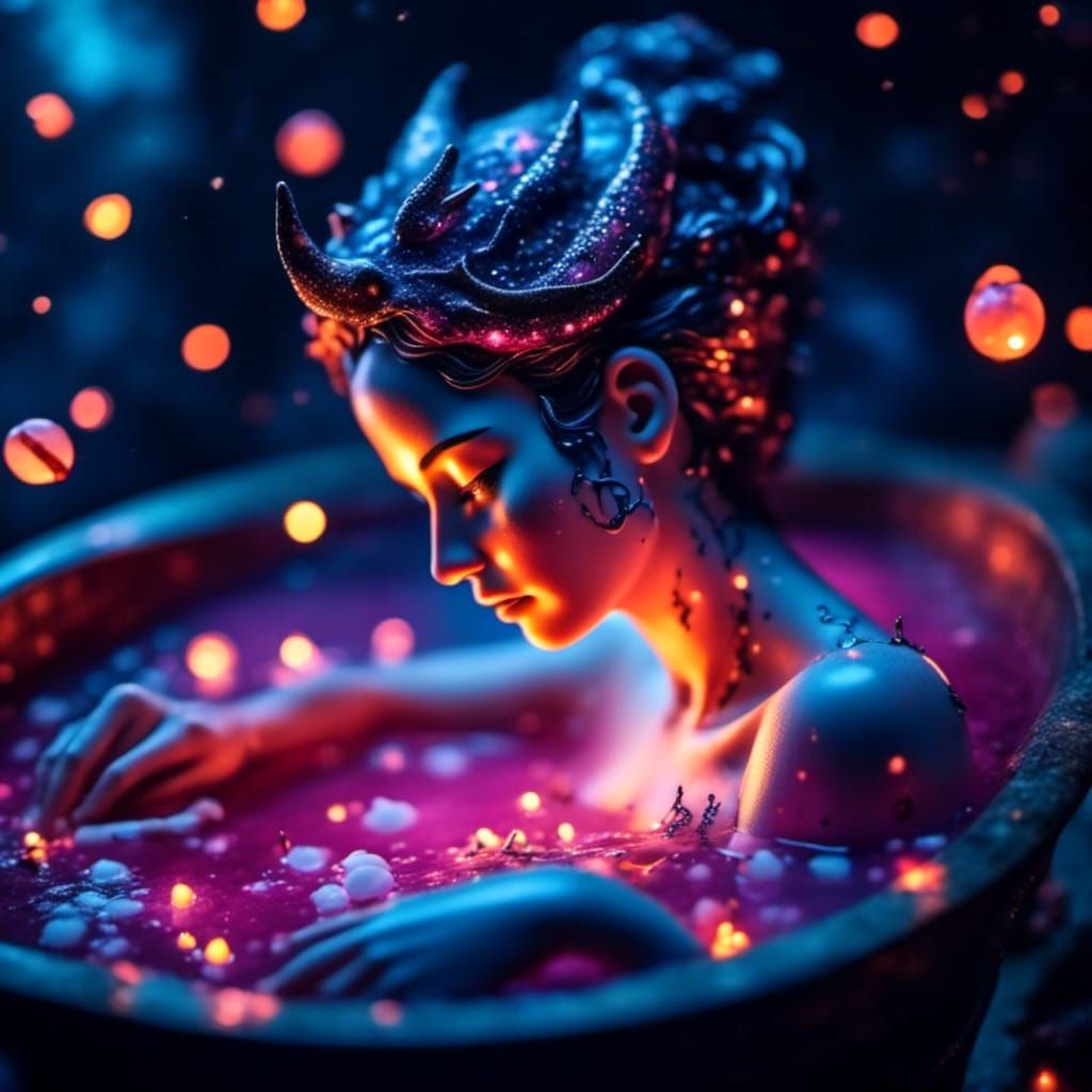 Ethereal Dreamscapes: Translucent Beauty Amidst Glowing Embe...